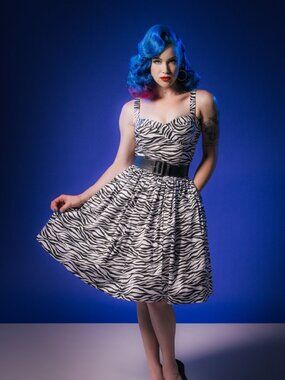Deadly Dames Darling Dames Skirt in Zebra Print XL
